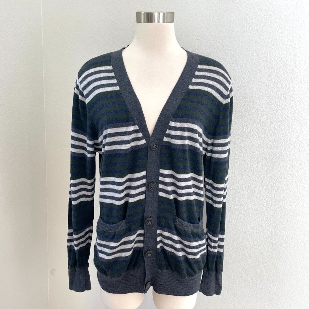 NSF Womens XL Striped Button Cardigan Sweater Long Sleeve Knit